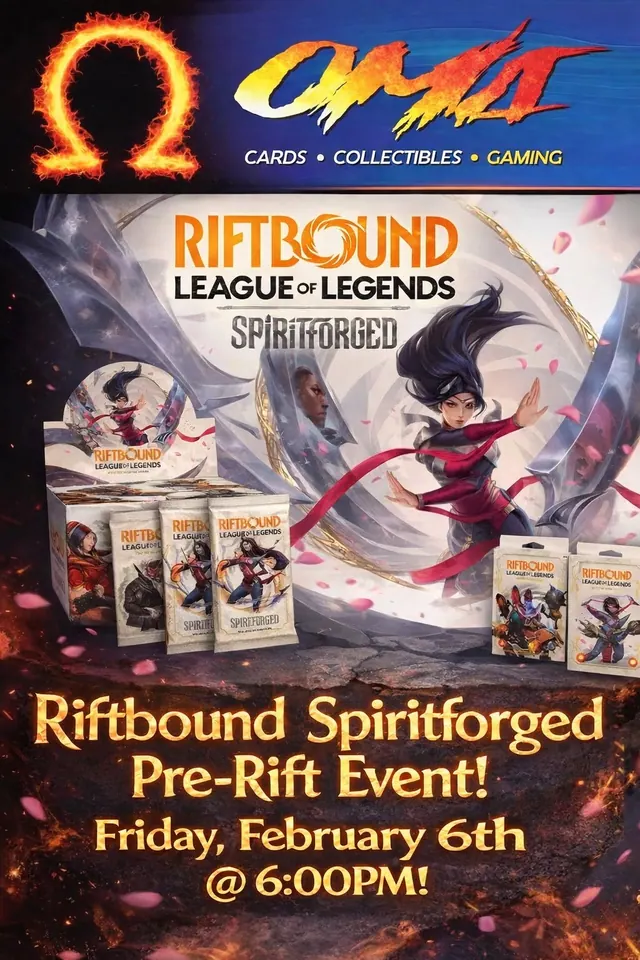 Omni’s Facebook event cover for Riftbound Spiritforged Pre-Rift Event!